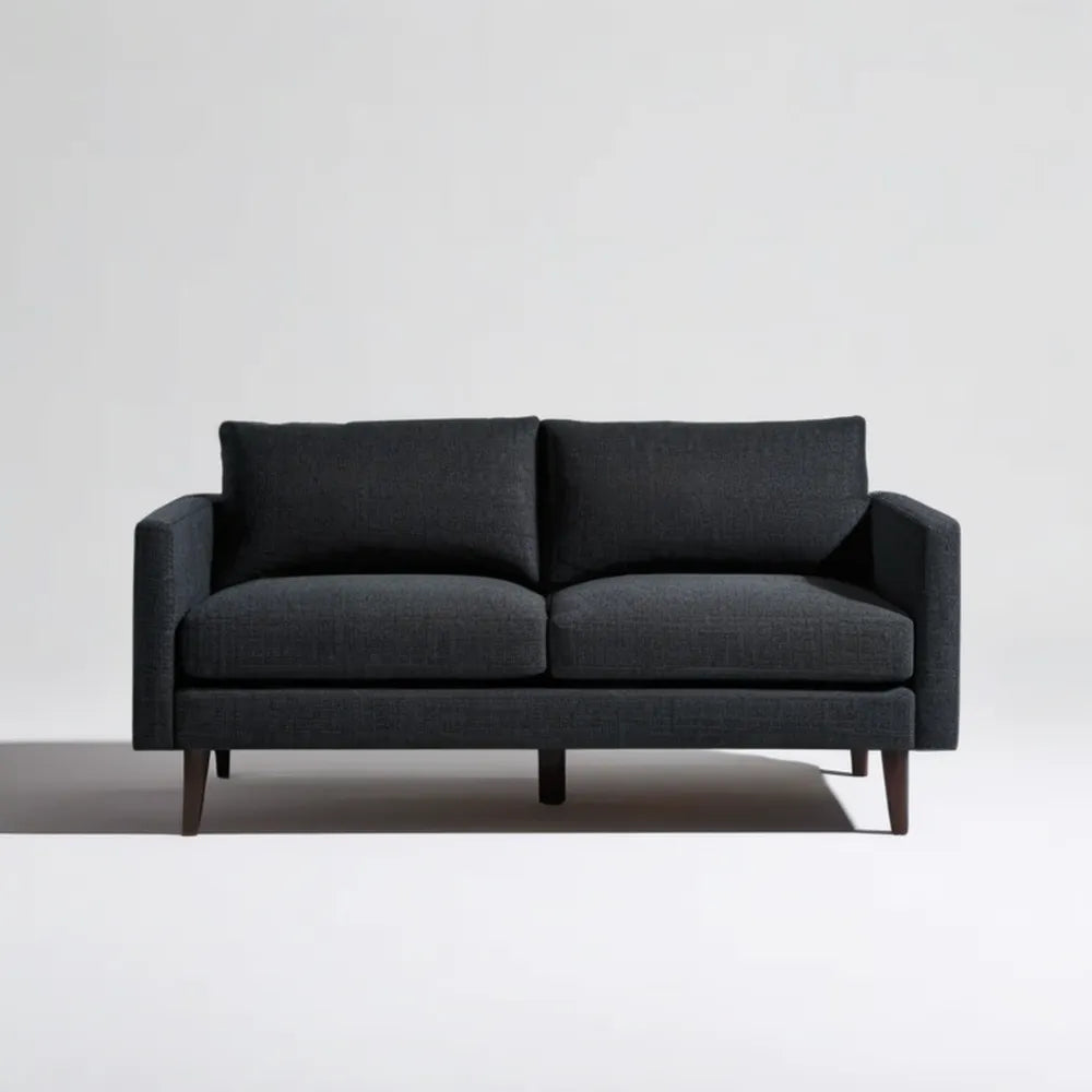 Dwuosobowa sofa tapicerowana grafitowa z ciemnobrązowymi nogami 160 x 85 x 82 cm