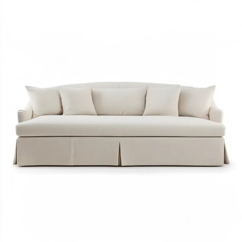 Kremowa sofa trzyosobowa z poliestrowym obiciem 220 x 95 x 85 cm