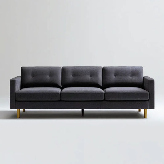 Grafitowa sofa trzyosobowa ze złotymi nogami 210 × 85 × 83 cm