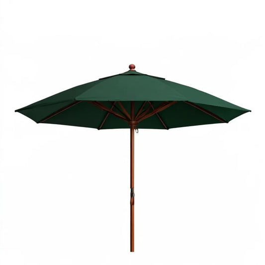 Zielony drewniany parasol ogrodowy Ø 300 cm, wysokość 250 cm