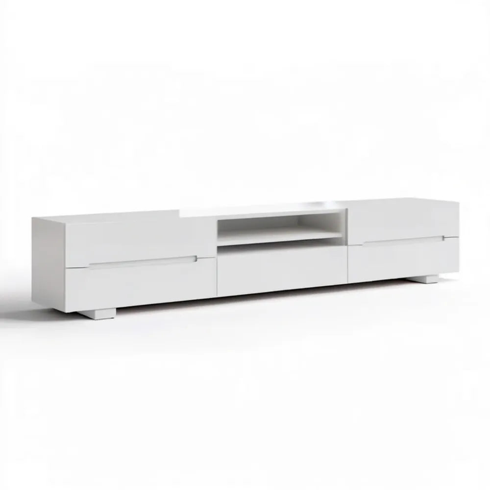 Biała szafka RTV z płyty laminowanej 200 x 40 x 45 cm
