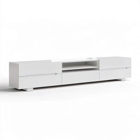 Biała szafka RTV z płyty laminowanej 200 x 40 x 45 cm