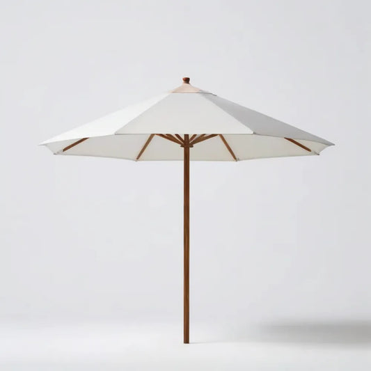 Kremowy ośmiokątny parasol ogrodowy z drewna eukaliptusowego i poliestru, 300 × 250 cm