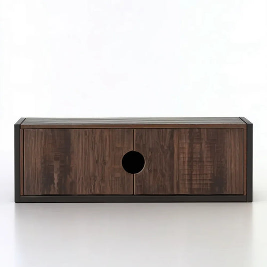 Szafka RTV z MDF i stali, ciemny orzech/czarny, 160 × 40 × 50 cm