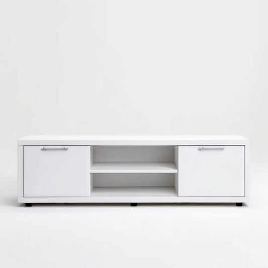Biała szafka RTV z płyty laminowanej 160 × 40 × 45 cm