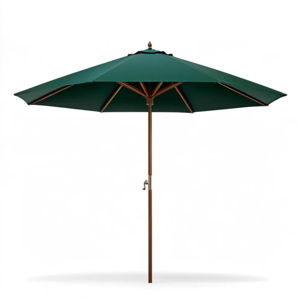 Ośmiokątny parasol ogrodowy z korbą, ciemnozielony/brązowy, Ø 300 cm