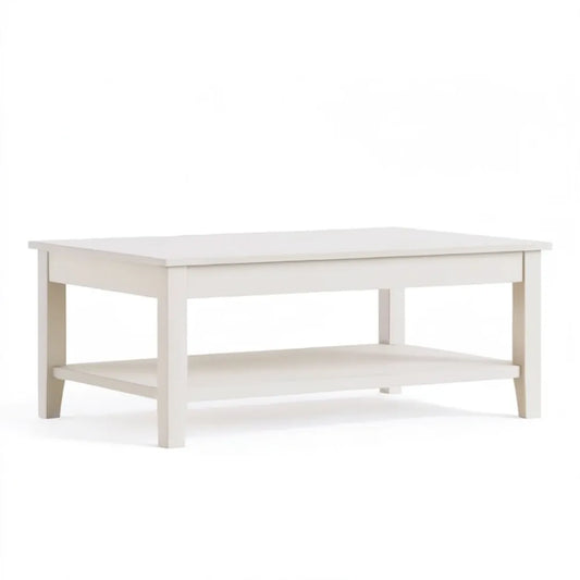 Biały prostokątny stolik kawowy z półką MDF 120 x 60 x 45 cm