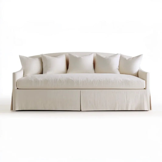 Kremowa sofa trzyosobowa z poliestru 220 x 95 x 85 cm