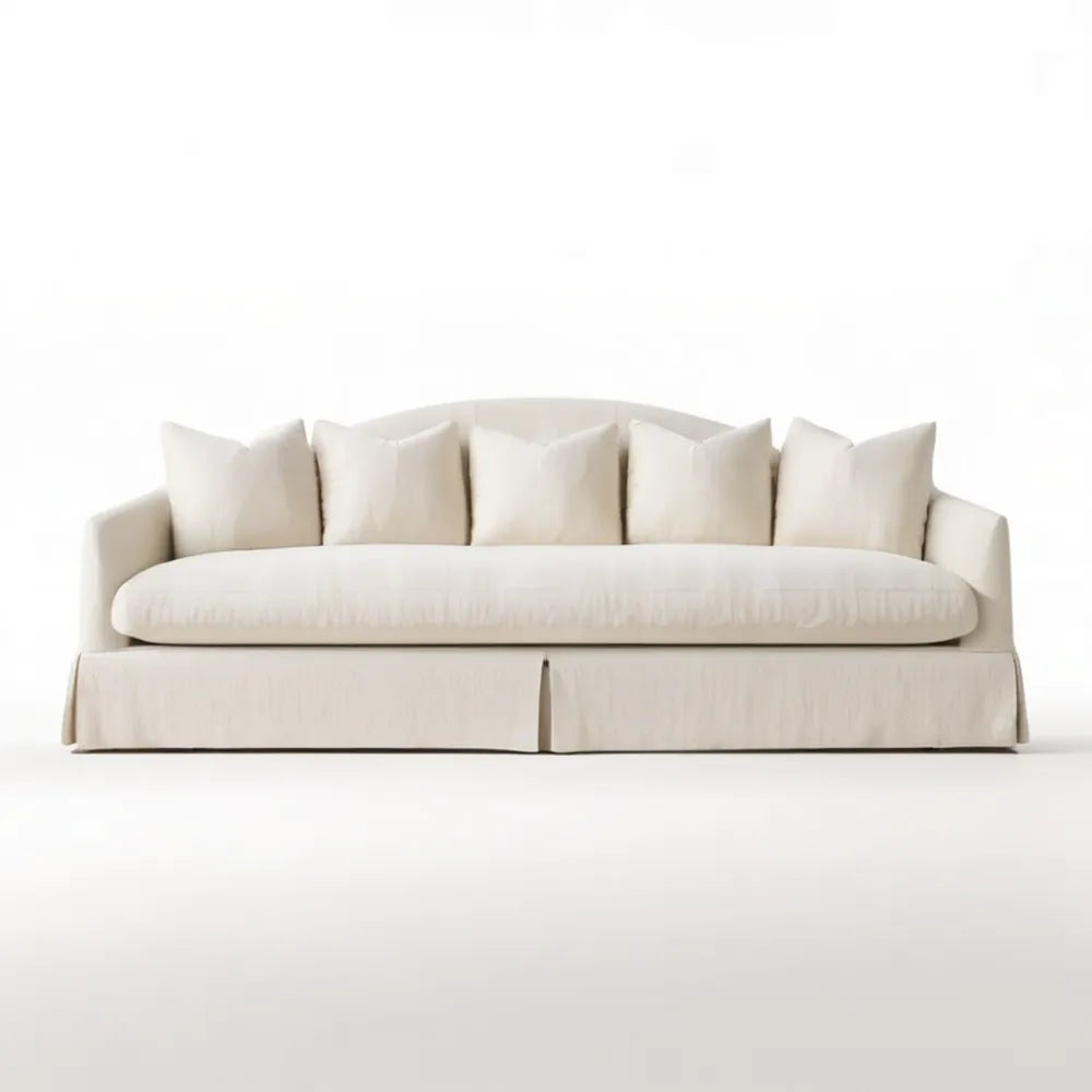 Kremowa sofa trzyosobowa z tapicerką poliestrową 230 × 95 × 85 cm