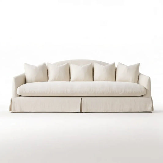 Kremowa sofa trzyosobowa z tapicerką poliestrową 230 × 95 × 85 cm