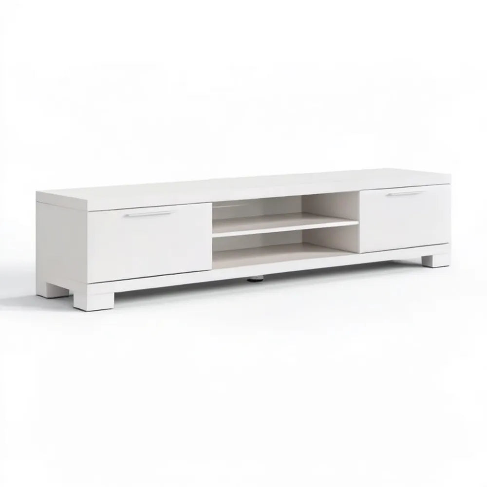 Biała szafka RTV z laminowanej płyty wiórowej 140 × 40 × 45 cm