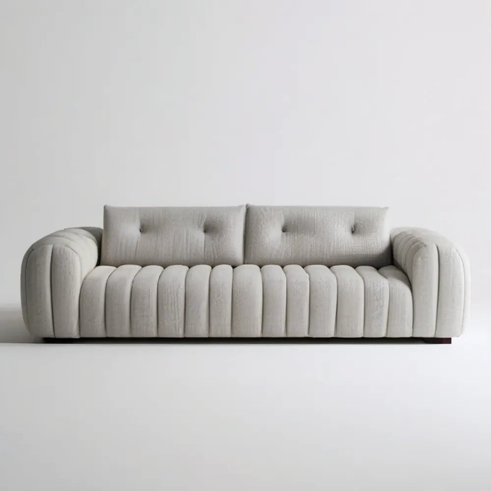 Trzyosobowa sofa tapicerowana jasnoszara 220 x 95 x 75 cm