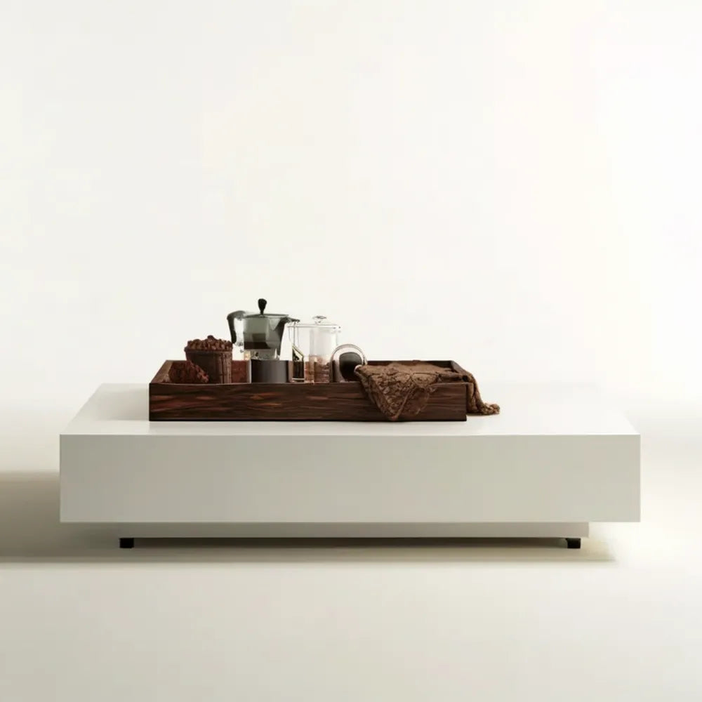 Prostokątny stolik kawowy z lakierowanej płyty MDF, biały/czarny, 120 x 60 x 35 cm